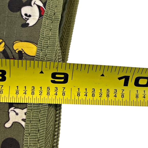 Disney Mickey Mouse All Over Print Olive Green Zippered Shoulder Bag Ripstop - Picture 7 of 7